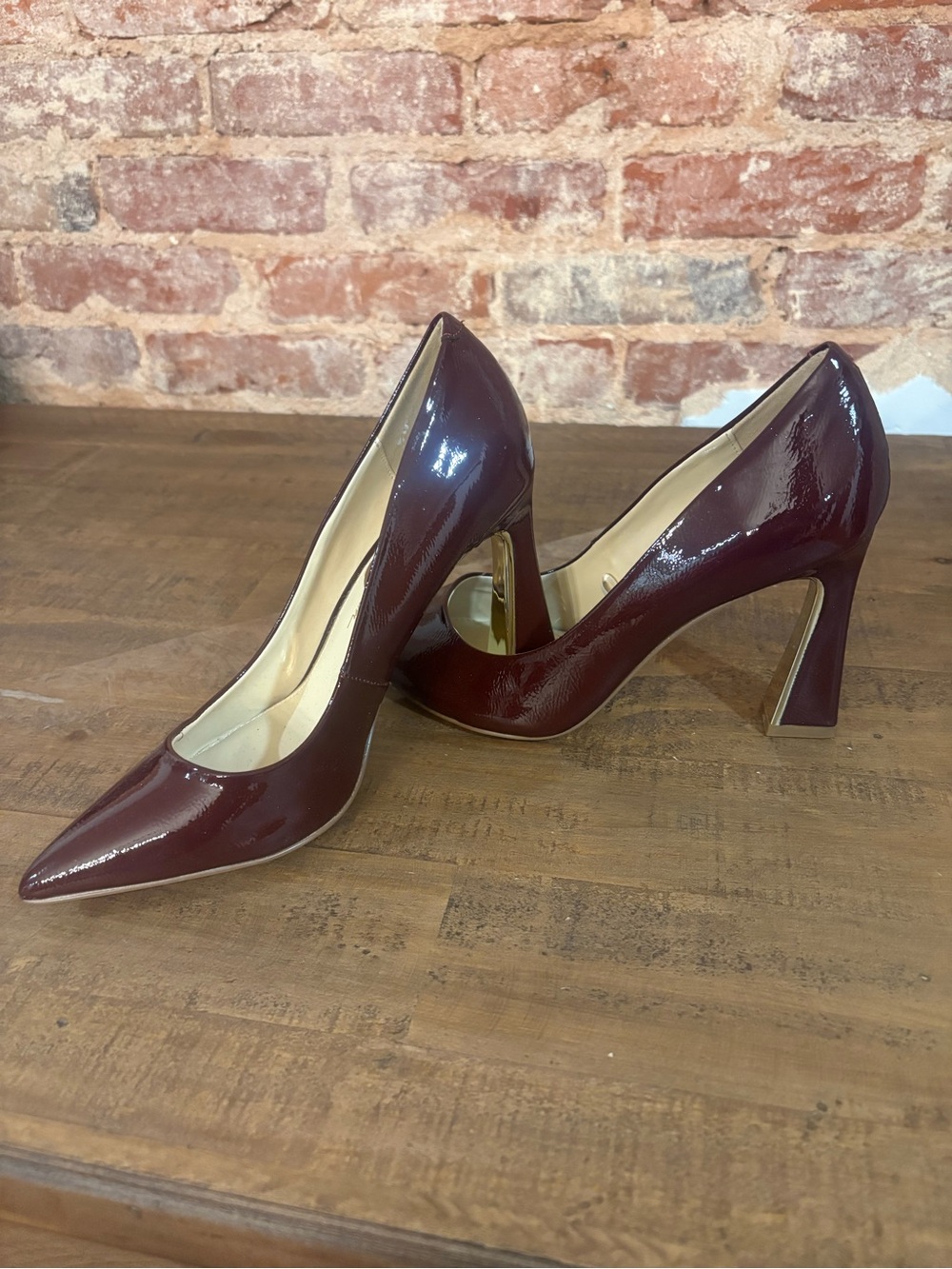 Jessica Simpson Burgundy Patent Pointed-Toe Pumps Worn Once